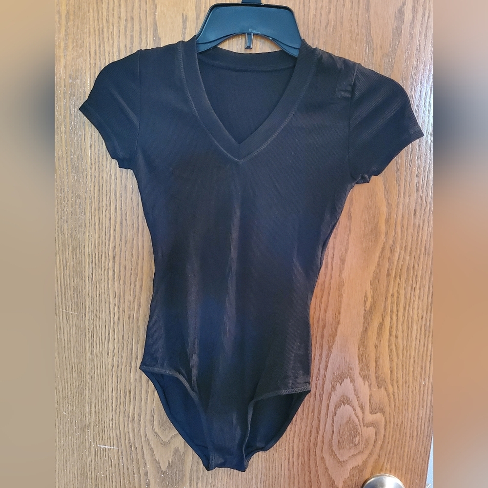 Black V-Neck Women's Ballet Leotard